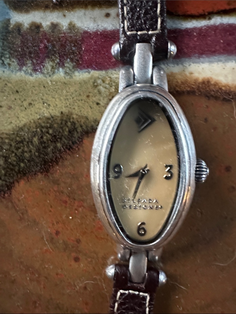 SILPADA Silver and Brown Leather Women's Oval Bracelet Watch - Picture 5 of 6
